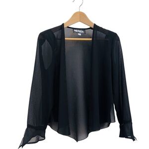 Ursula of Switzerland Sheer Flare Sleeve Open Front Cardigan Jacket Black Size 6